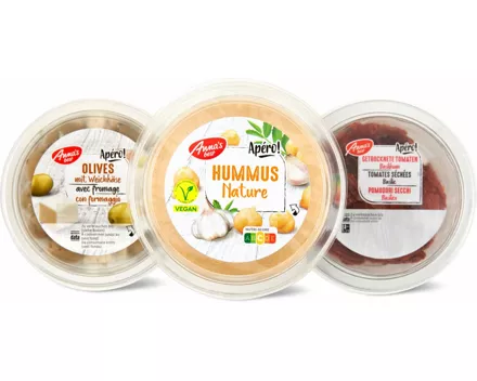 Alle Anna's Best-Antipasti, -Oliven und -Hummus