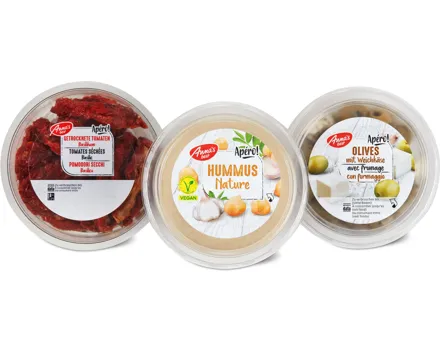 Alle Anna's Best-Hummus, -Antipasti und -Oliven, gekühlt