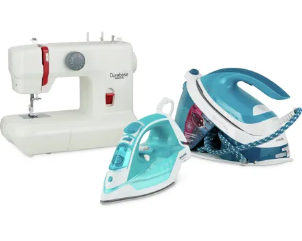 Alle Bügeleisen, Dampfstationen und Durabase Nähmaschinen