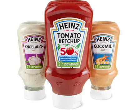 Alle Heinz-Ketchups, -Mayonnaisen und -BBQ-Saucen sowie Bull's-Eye-Grillsaucen