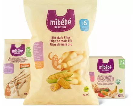 Alle Mibébé Bio-Snacks, -Desserts und -Säfte