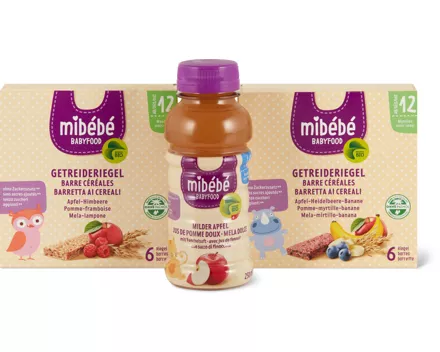 Alle Mibébé Bio-Snacks, -Desserts und -Säfte