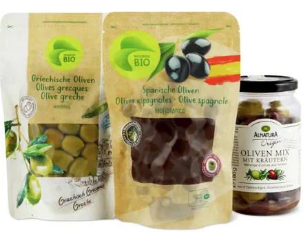 Alle Migros Bio und Alnatura Oliven, ungekühlt