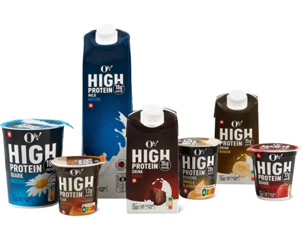Alle Oh! High Protein-Drinks, -Joghurts, -Quark und -Puddings