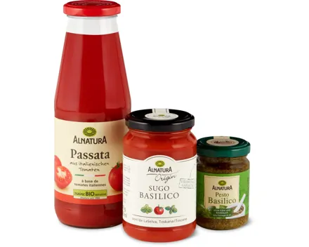 Alnatura Bio-Passata, -Sughi und -Pesti