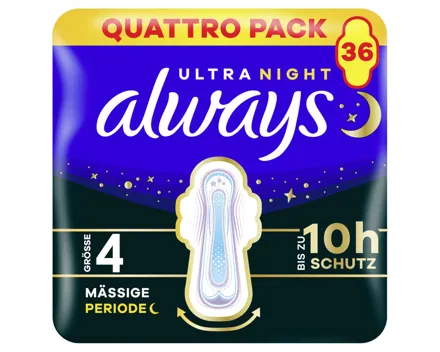 Always Ultra SecureNight Quattro 36 Stück