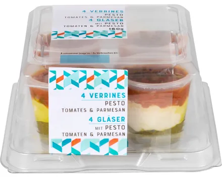 Aperitif-Gläschen Pesto, Tomaten & Parmesan