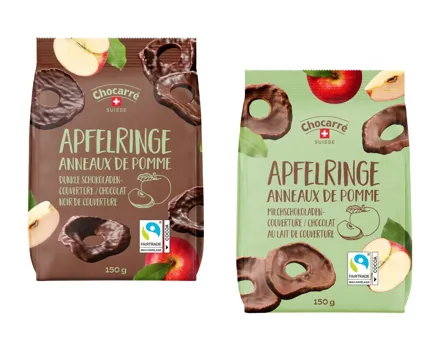 Apfelringe schokoliert