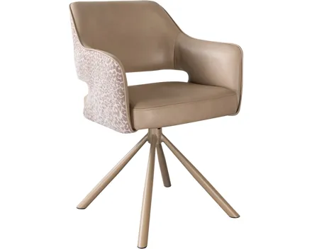 Armlehnstuhl Claire Stoff/Lederlook beige, drehbar