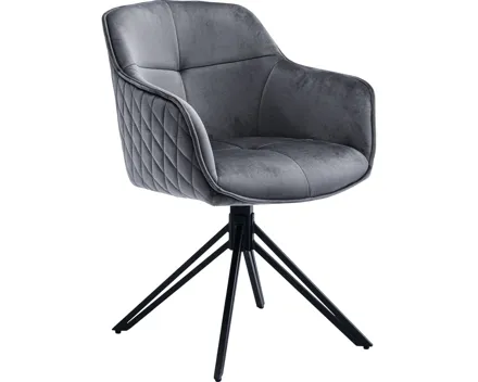 Armlehnstuhl Emma Samtvelours grau