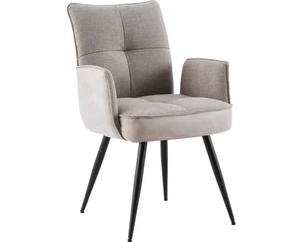 Armlehnstuhl Lukas Kunstlederoptik/Stoff grau, 4-Fuss Gestell Metall schwarz