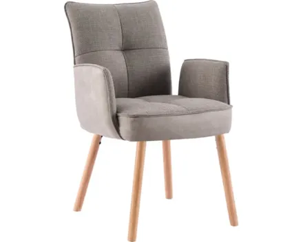 Armlehnstuhl Lukas Kunstlederoptik/Stoff grau, Gestell Eiche massiv