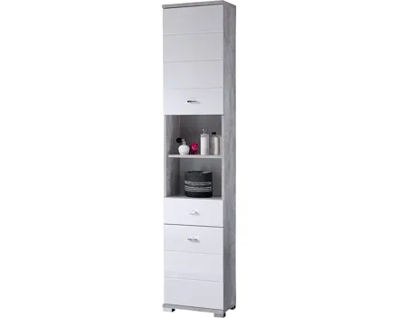 Badhochschrank Loop Dekor Beton-Optik weiss 38 x 190 x 30 cm