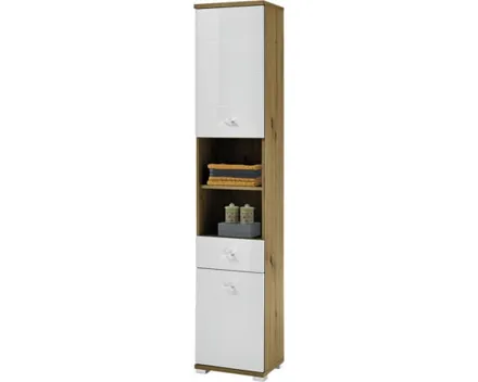 Badhochschrank Loop Eiche Artisan weiss 38 x 190 x 30 cm