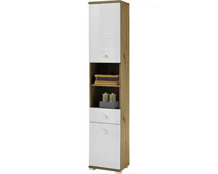 Badhochschrank Loop Eiche Artisan weiss 38 x 190 x 30 cm