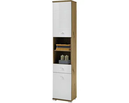 Badhochschrank Loop Eiche Artisan weiss 38 x 190 x 30 cm