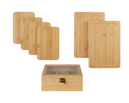Bambus-Schneidebretter-Set/Teebox