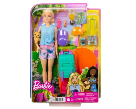 Barbie Barbie im Doppelpack! Camping Spielset mit Malibu Puppe Hündchen & Accessoires 3+ Jahre