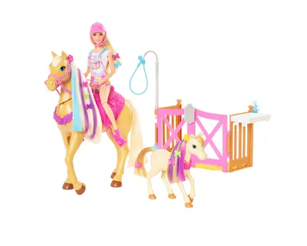 Barbie Spielset mit Puppe & 2 Pferden