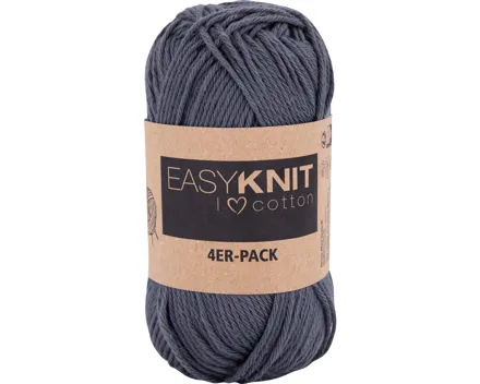 Baumwollgarn I love cotton 4er-Set, 4 x 50 g / Knäuel anthrazit