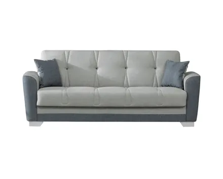 Bettsofa Becky Stoff grau, Bettkasten