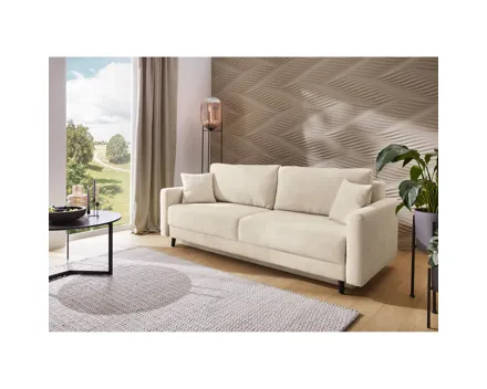 Bettsofa Björn Stoff beige mit Bettkasten