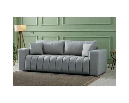Bettsofa Braga Stoff grau, Absenkautomatik