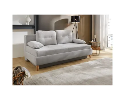 Bettsofa Famosa Stoff Punktcord hellgrau, Bettkasten