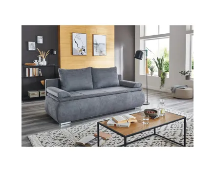 Bettsofa Lenon Stoff grau, Bettkasten