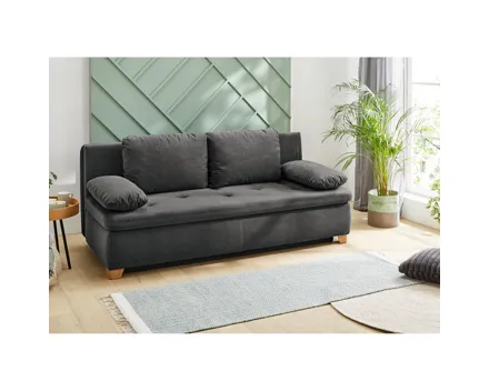 Bettsofa Nadia Stoff grau, Bettkasten