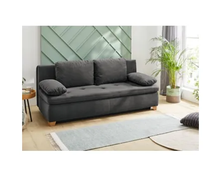 Bettsofa Nadia Stoff grau, Bettkasten