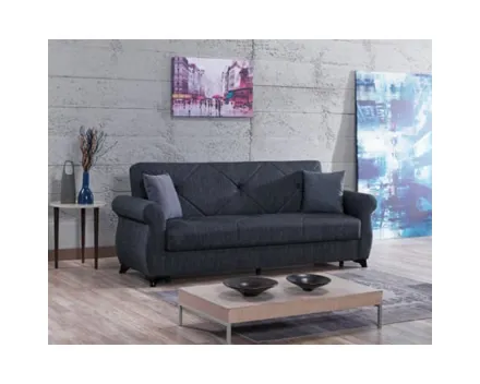 Bettsofa Rana Stoff dunkelgrau, Bettkasten