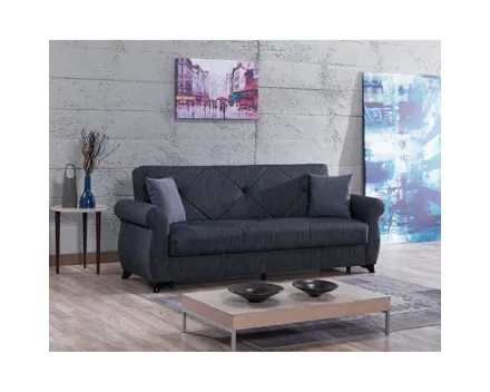 Bettsofa Rana Stoff dunkelgrau, Bettkasten