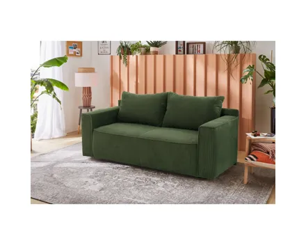 Bettsofa Tom Cordstoff grün, Bettkasten