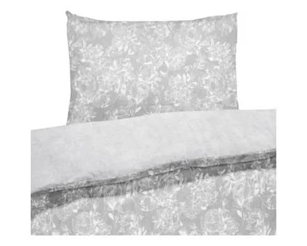 Bettwäsche Flanell Blumen grau
