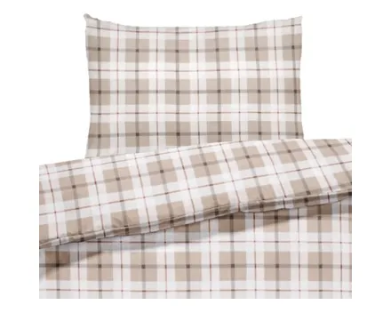 Bettwäsche Flanell Karomuster beige 160x210, 65x100