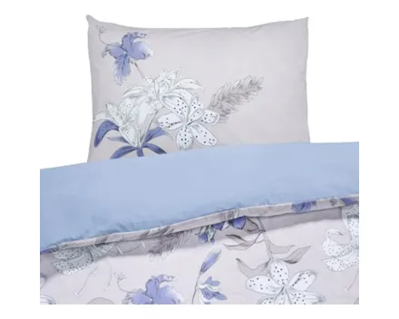 Bettwäsche Renforce Blümchen grau 160x210 65x100 Bettanzug Nord