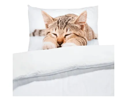 Bettwäsche Renforcé Katze weiss