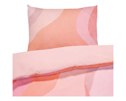 Bettwäsche Renforcé Lava waves coral 160x210 65x100 Bettanzug Nord