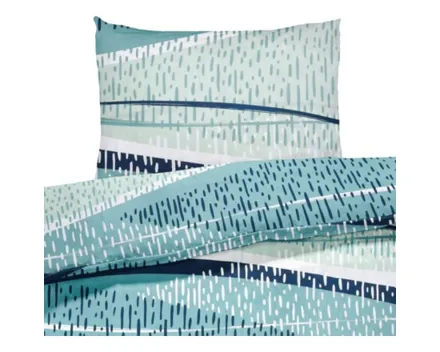Bettwäsche Renforce Wellenlinien blau 160x210 65x100 Bettanzug Nord