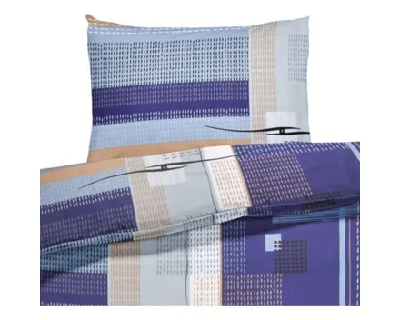 Bettwäsche Satin gemustert blau 200x210 2x65x65 Bettanzug Fra