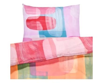Bettwäsche Satin Geometrie pink 200x210 2x65x65 Bettanzug Fra