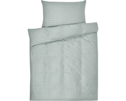 Bettwäsche Satin gestreift silber 200x210 2x65x65 Bettanzug Fra