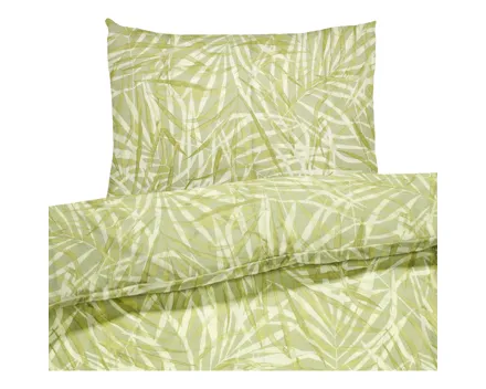 Bettwäsche Satin Palmenblätter grün 200x210 2x65x65 Bettanzug Fra