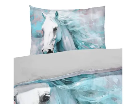 Bettwäsche Satin Pferd 50x70 Kissenbezug