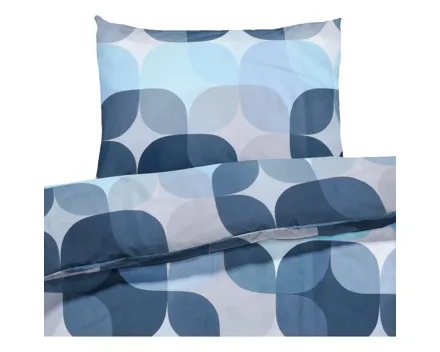 Bettwäsche Satin Retro blau 200x210 2x65x65 Bettanzug Fra
