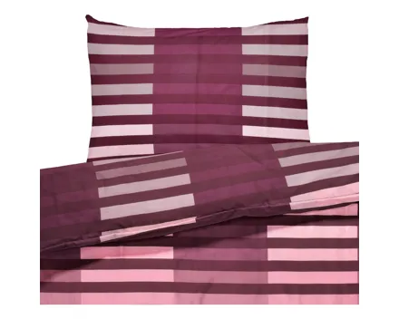Bettwäsche Satin Streifenmuster aubergine 200x210 2x65x65 Bettanzug Fra