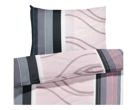 Bettwäsche Satin Streifenmuster rose 160x210 65x100 Bettanzug Nord