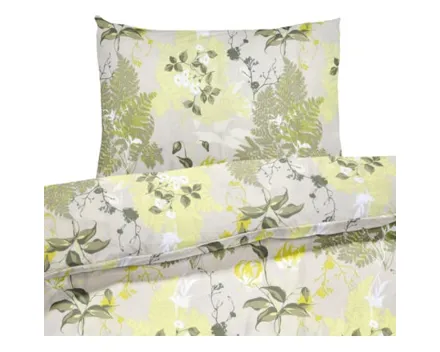Bettwäsche Satin Waldpflanzen grau grün 160x210 65x100 Bettanzug Nord