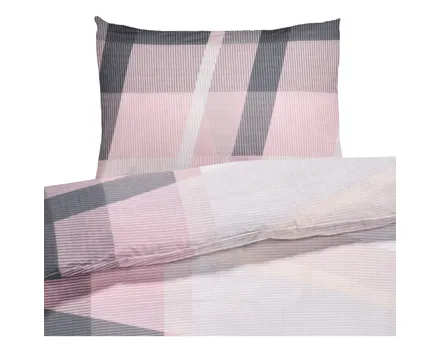 Bettwäsche Seersucker gestreift silber-rose 50x70 Kissenbezug